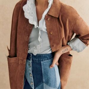 Like New Sezane Camel Suede Will Jacket Size LG